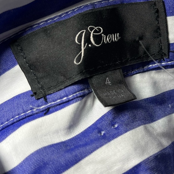 J.Crew NWT Stripe Tie-Waist Shirtdress Blue and White Size 4 - Picture 8 of 8